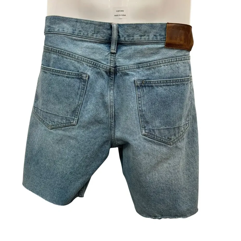 AllSaints Switch Men’s W32 Distressed Denim Shorts Blue Raw Hem Cutoffs